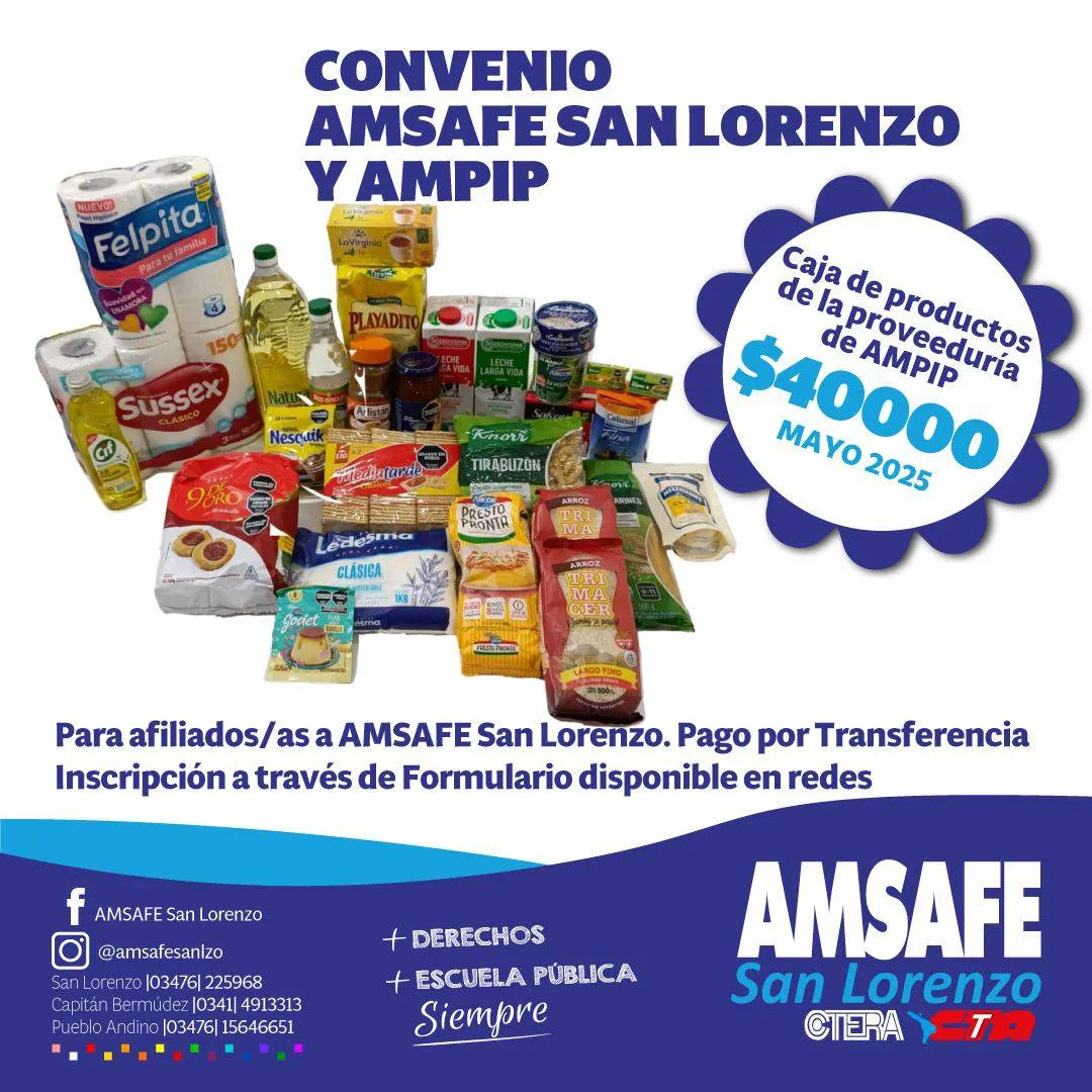 CONVENIO DE AMSAFE SAN LORENZO - AMPIP CAJA DE PRODUCTOS MAYO 2025
