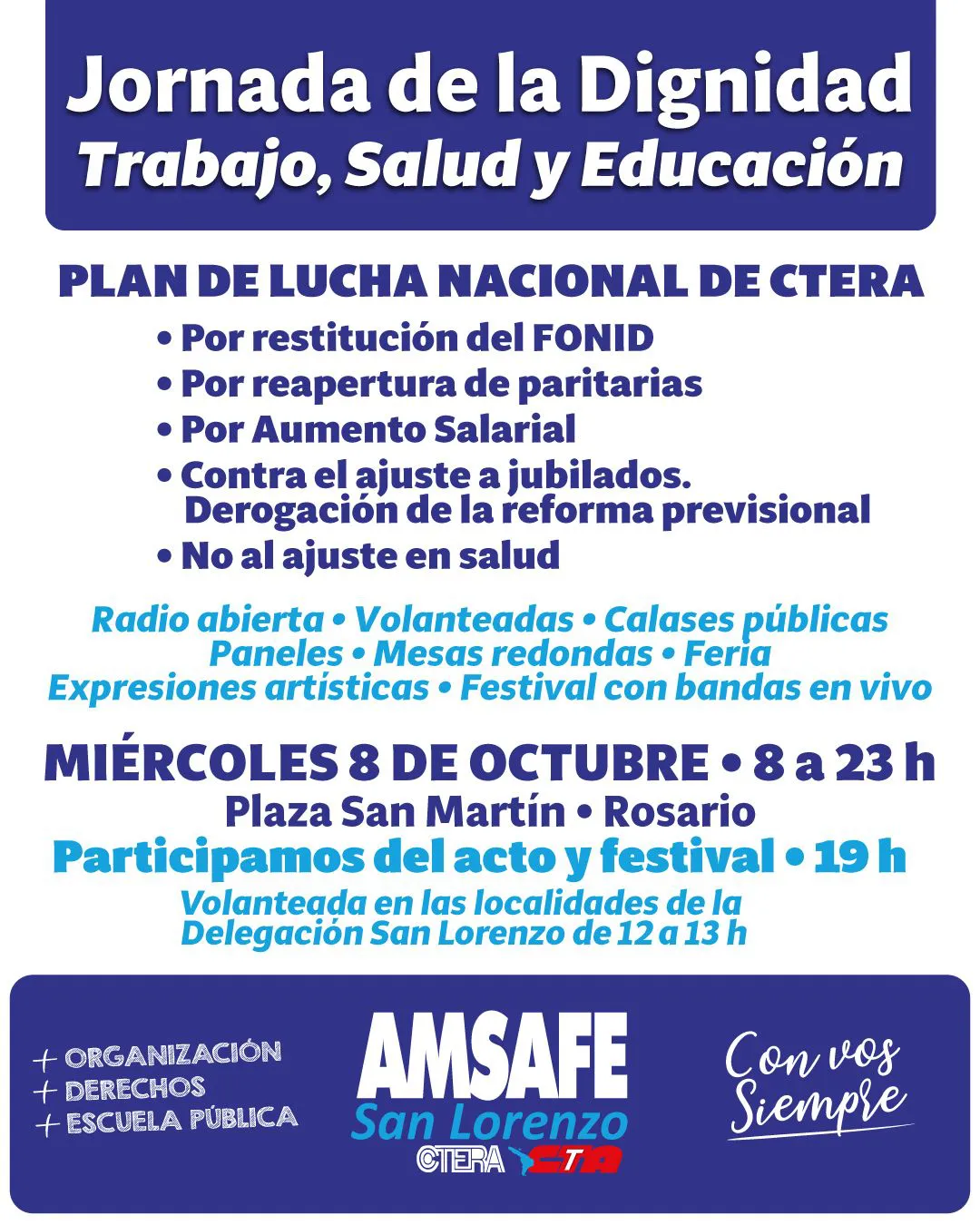 Detlle plan de lucha mes octubre 2025