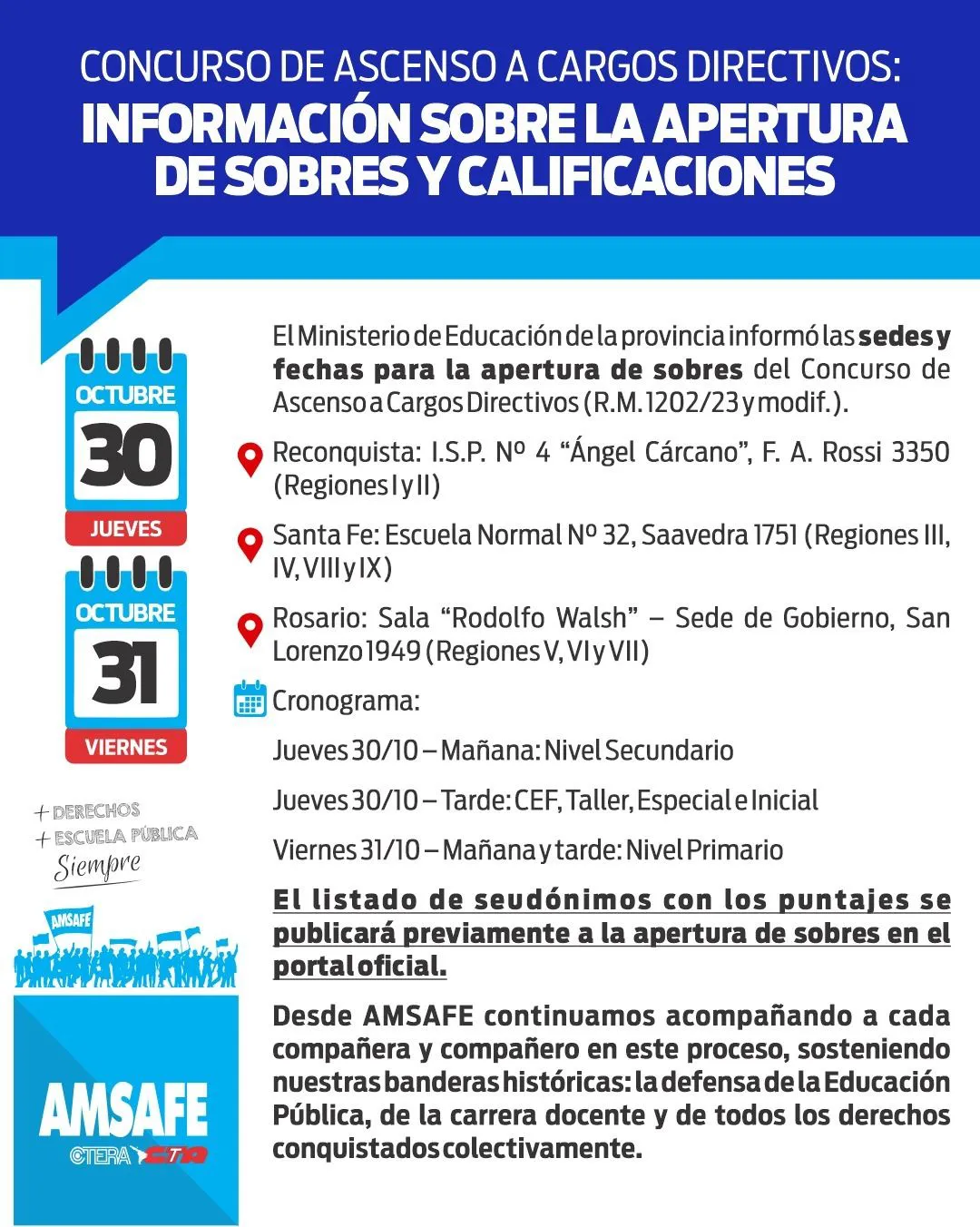 CONCURSOS DE ASCENSO FECHAS Y LUGARES